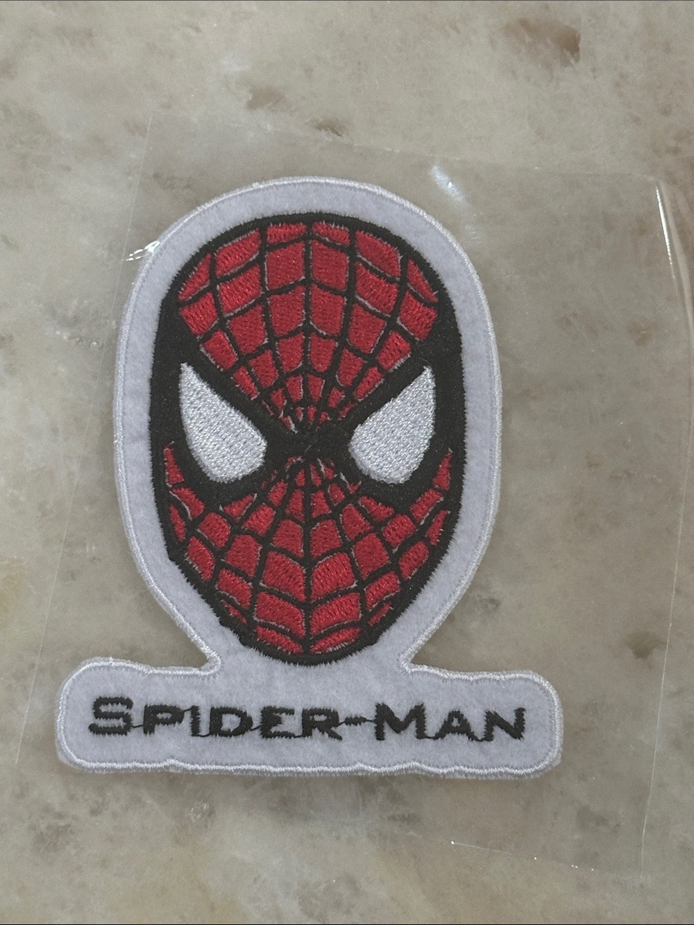 Spiderman Red and White Embroidered Face Patch